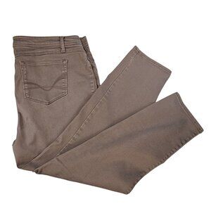 West Port Womens 18 Dark Tan Straight Leg Boot Cut Casual Fit Denim Jean Pants